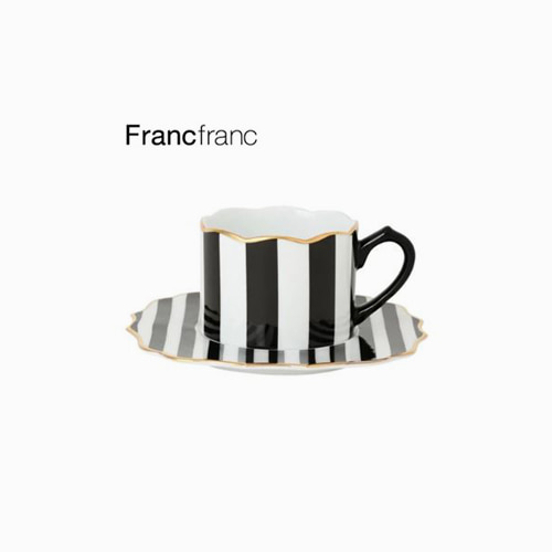 [FRANCFRANC] 프랑프랑 아도무 컵&amp;받침 세트 스트라이프