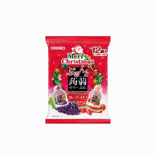[ORIHIRO] 곤약젤리 파우치 크리스마스 포도+딸기 믹스 12개입